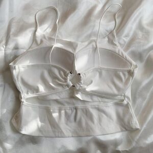 YesStyle Ribbed White Tank with Cut Out Back